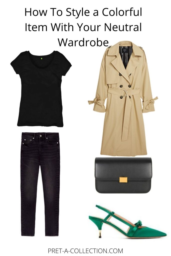 How to style a colorful item with your neutral wardrobe